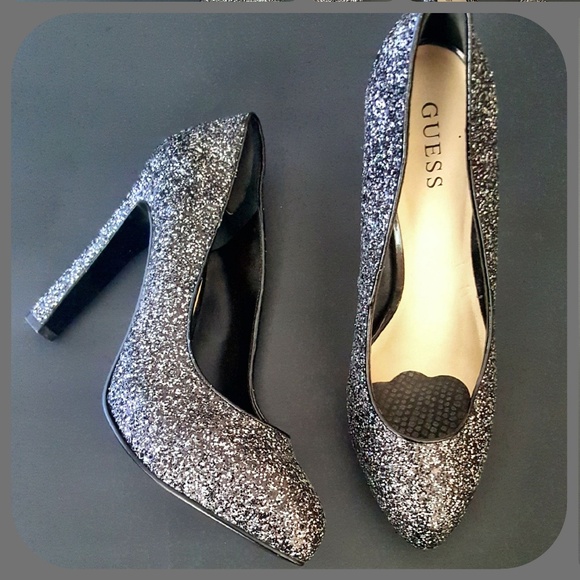 Guess Black Glitter Heels - Picture 1 of 6